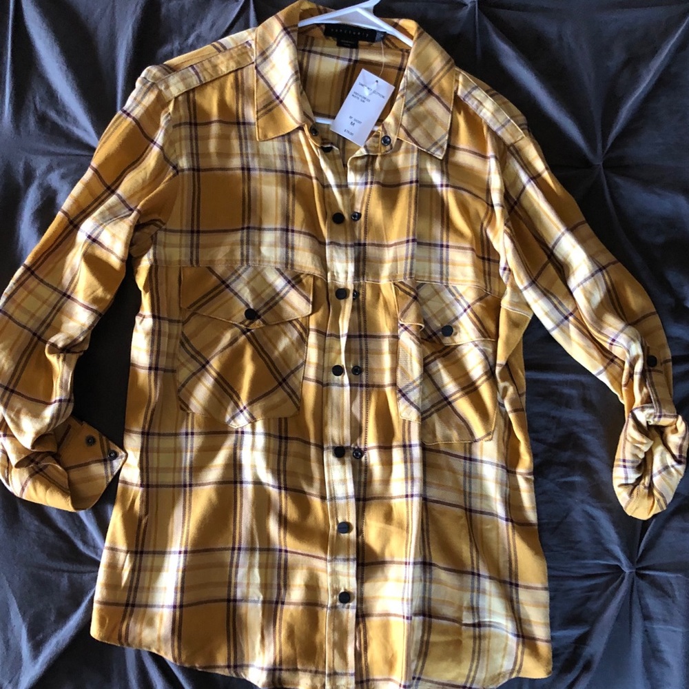 Sanctuary mustard & burgundy flannel